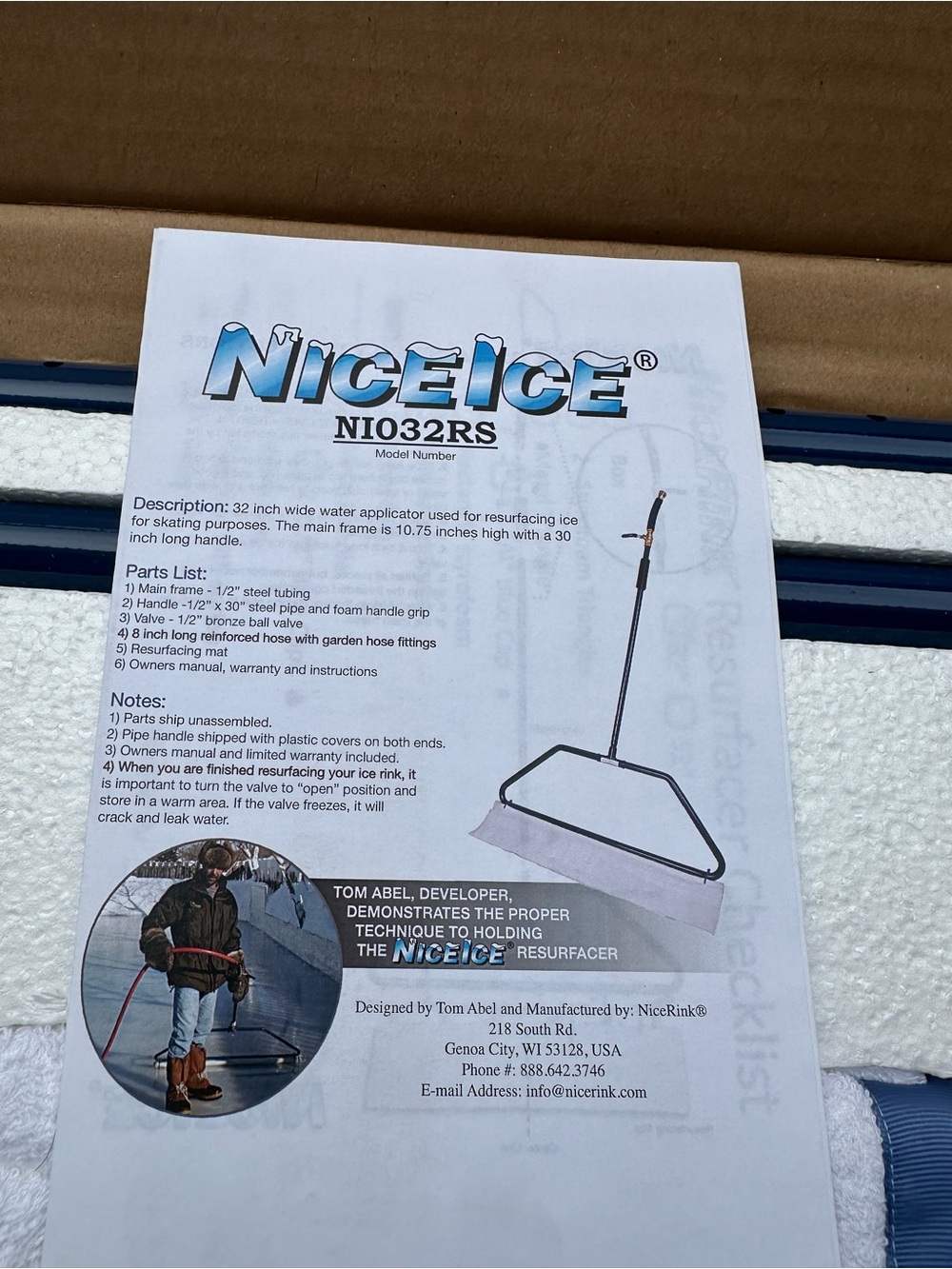 Nicerink Niceice backyard ice rink water applicator resurface skating 32”